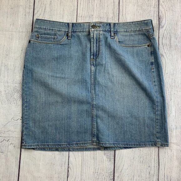 Eddie Bauer Jean Skirt sz 10 Denim 17.5" Light Wash No Slit New NWT - Picture 1 of 8